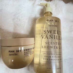 Pink Sky SWEET VANILLA Scented Shower Gel & Whipped Body Butter Lot
